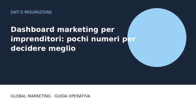 Copertina: Dashboard marketing per imprenditori: pochi numeri per decidere meglio
