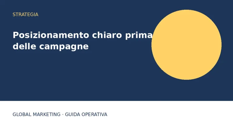 Copertina: Posizionamento chiaro prima delle campagne